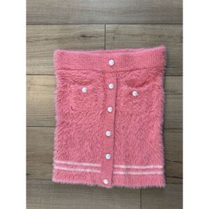 Finesse Joss Knit Button Front Mini Pink Skirt XL Extra Large Women’s‎ Stretchy